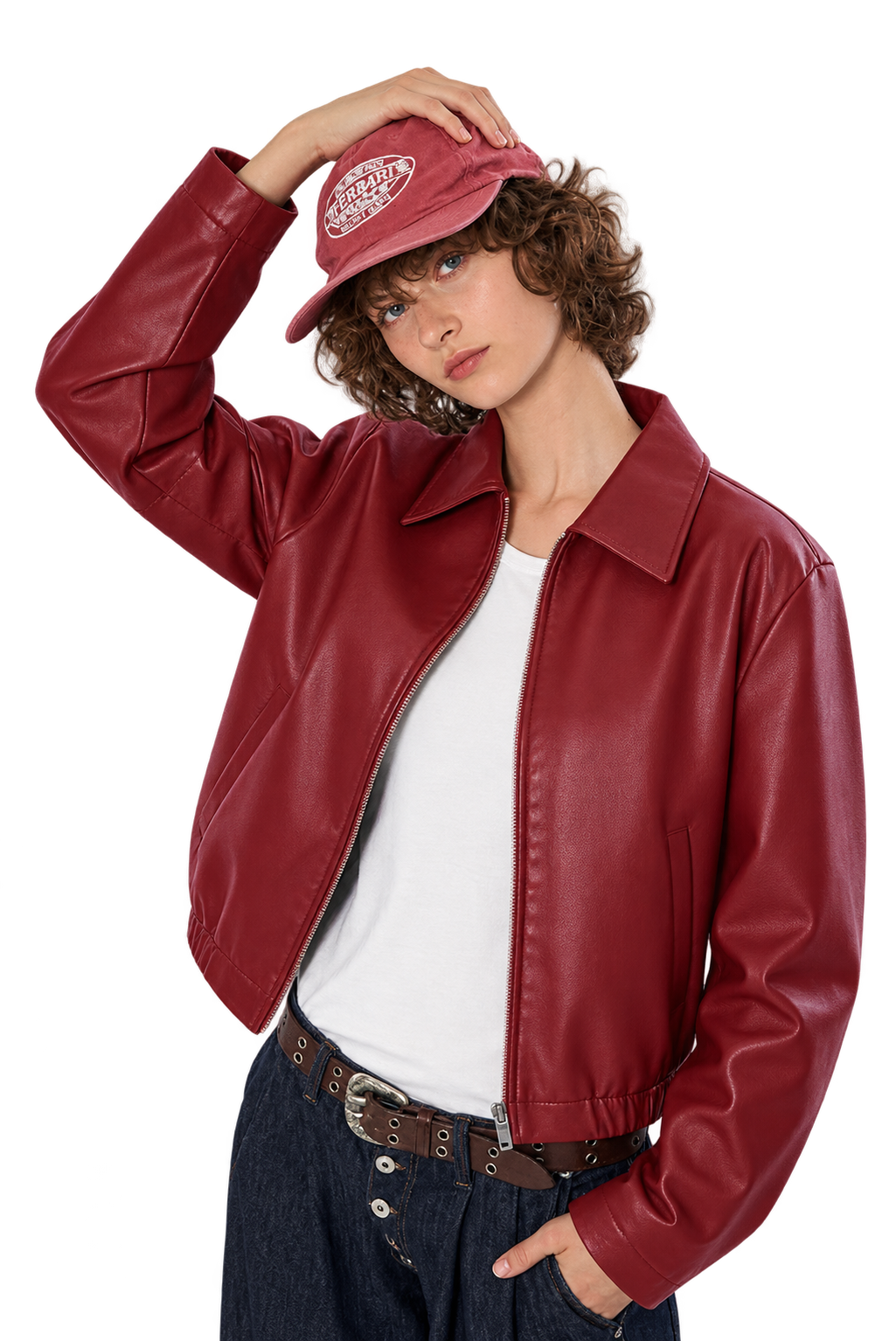 Red leather jacket