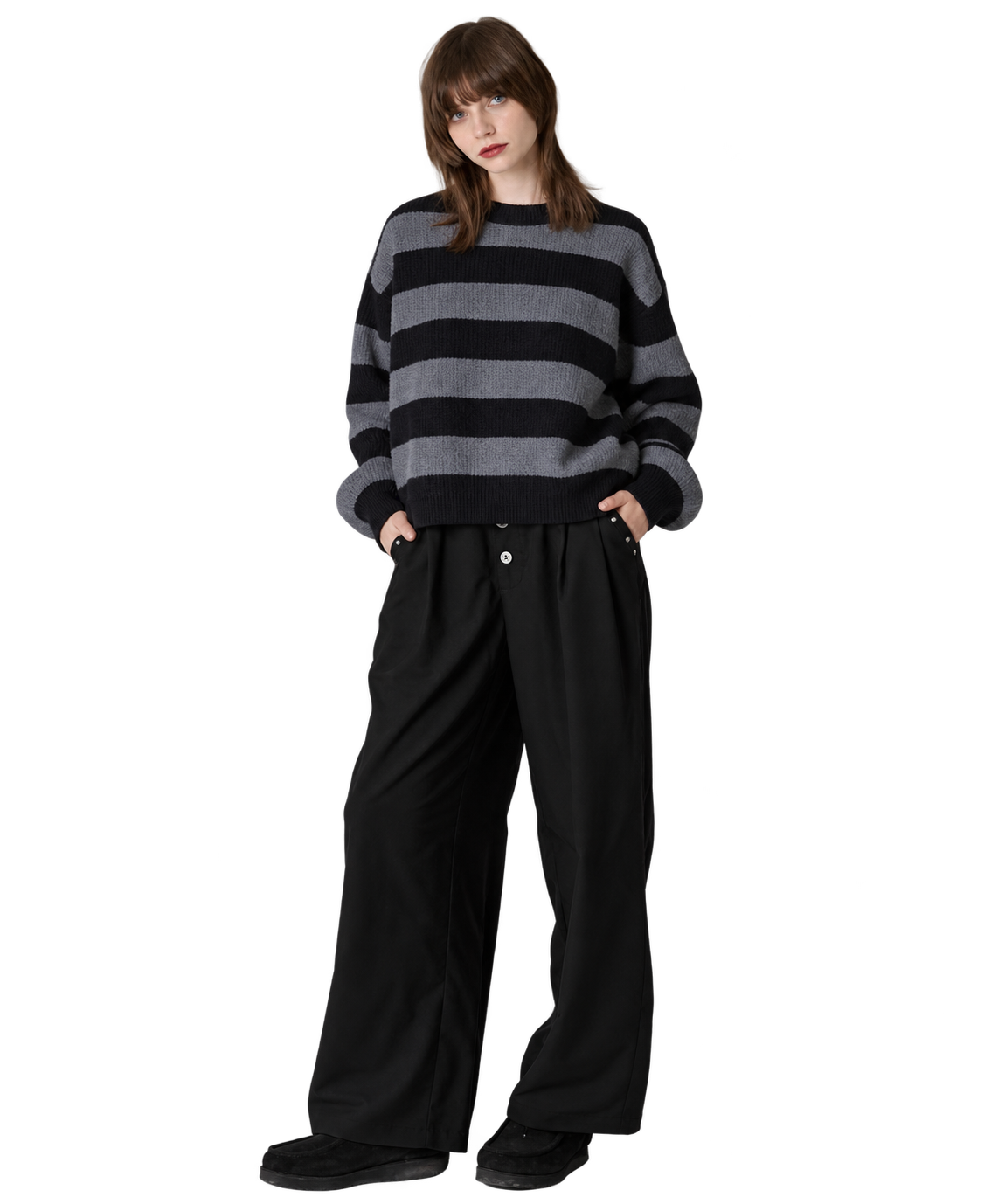 Black Stripe Oversized Knit Sweater