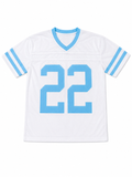 Classic 22 Football Jersey – White & Sky Blue
