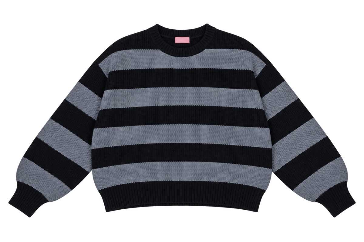 Black Stripe Oversized Knit Sweater