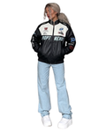 Vamtac Mens Bomber Jacket Oversized Leather Jacket Y2k
