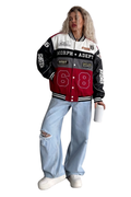 Racing Jacket Unisex Bomber red Jacket with leather Sleeves