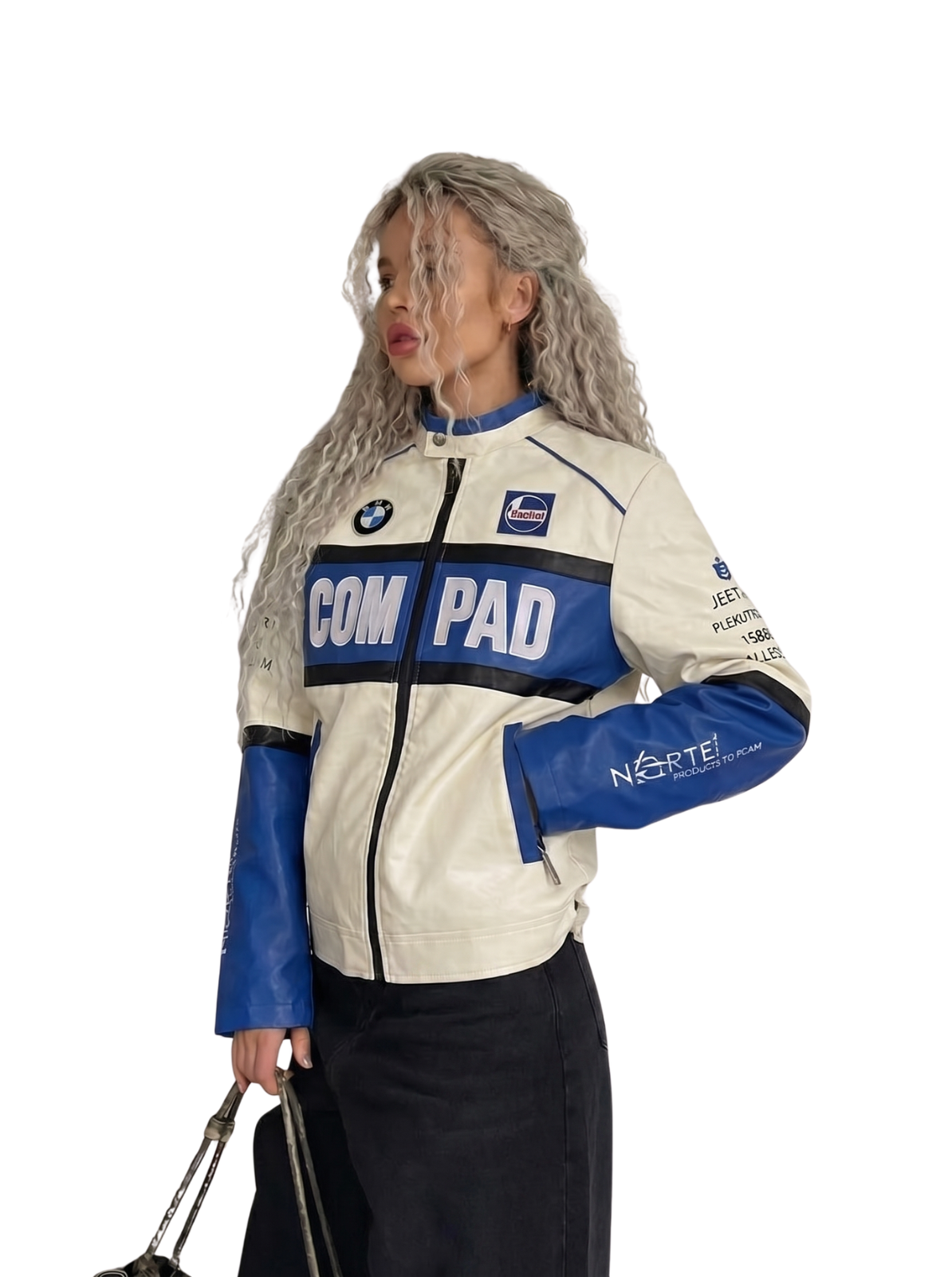 Unisex Leather Full Zip Racing Jacket BMW