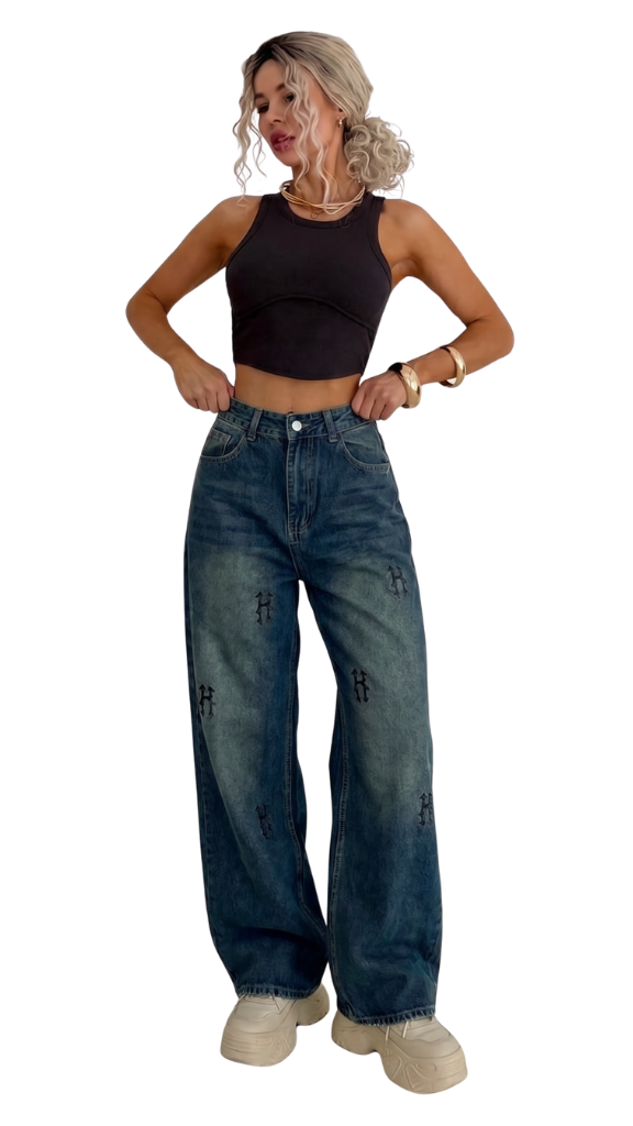 Retro Dirty Wash Slouchy Skate Jeans