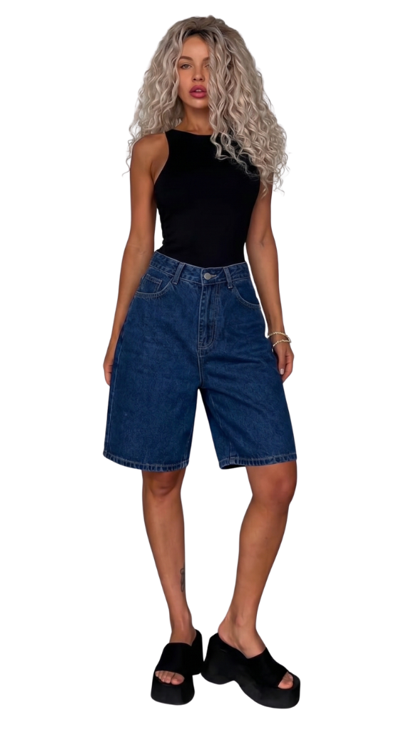 Oversized High-Rise Denim Jorts