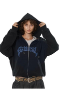 Unisex Blue Gothic Graphic Zip-Up Hoodie