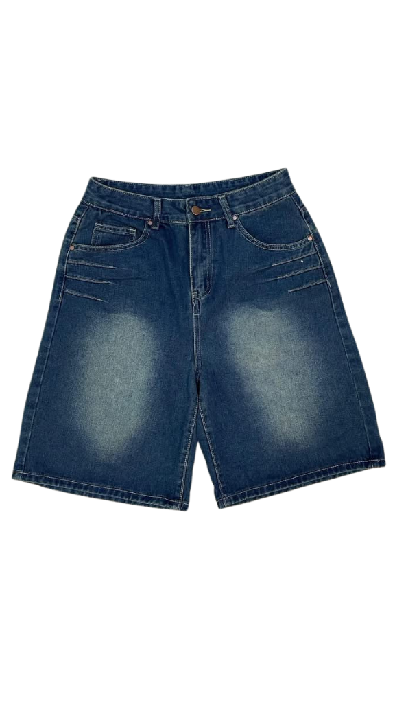Vintage Wash Slouchy Denim Jorts -custom painted back pocket
