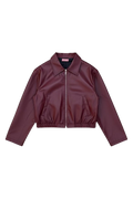 Burgundy Zip-Up Leather Jacket