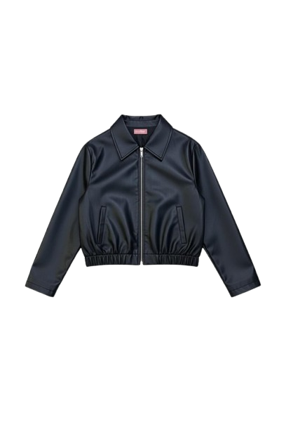 Black Cropped Leather Jacket