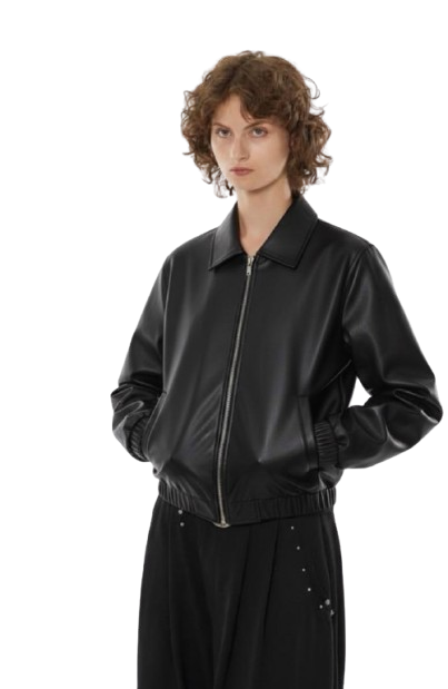 Black Cropped Leather Jacket