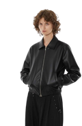 Black Cropped Leather Jacket