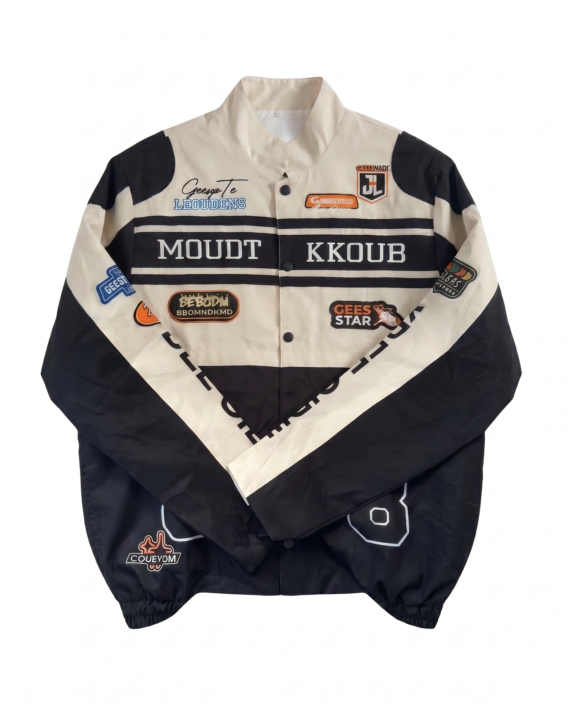 Oversized Retro black racing jacket