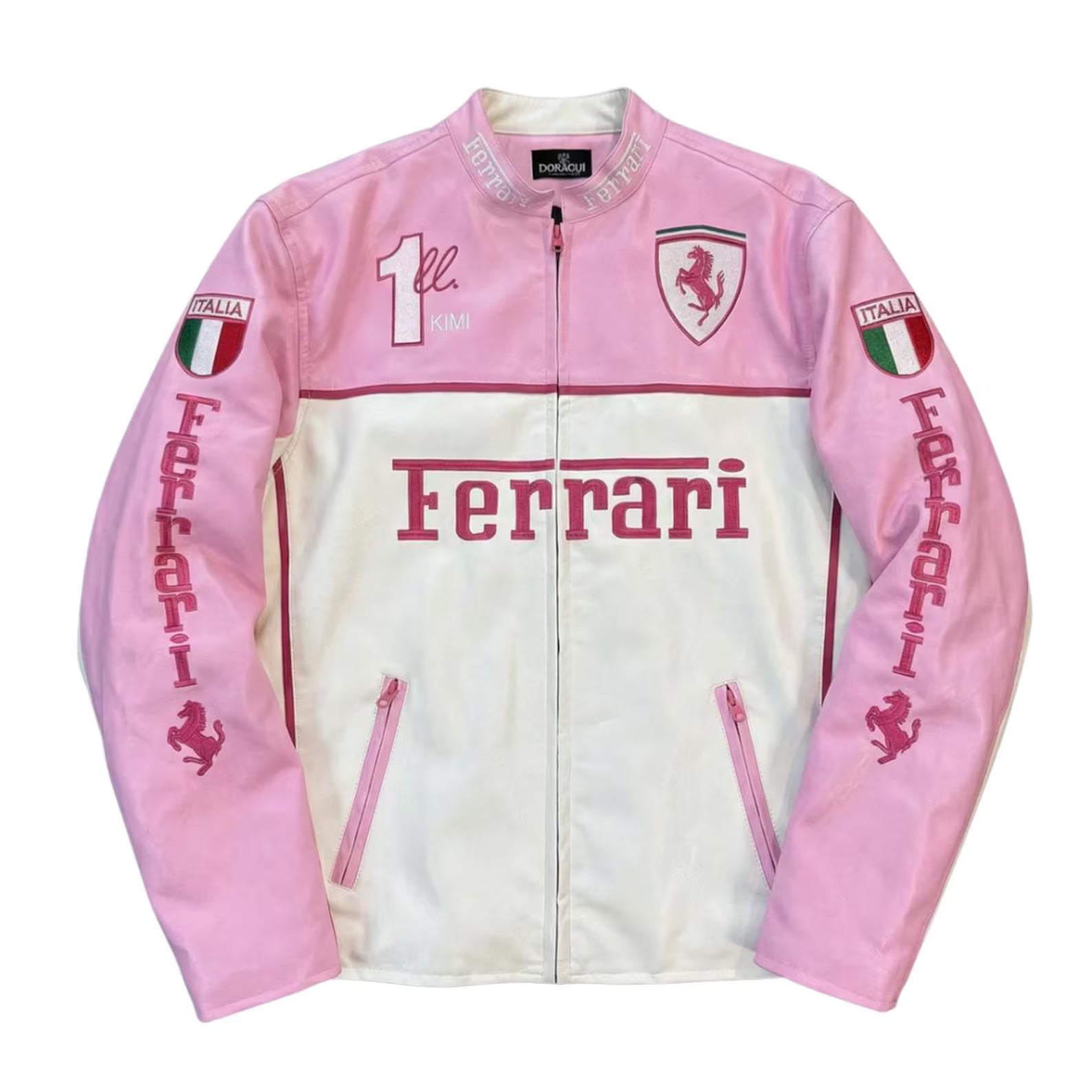 Pink Ferrari racing jacket